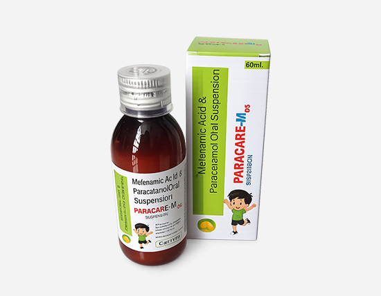 Paracare-M Syrup Paracetamol Mefenamic Acid Suspension by Carring Pharma